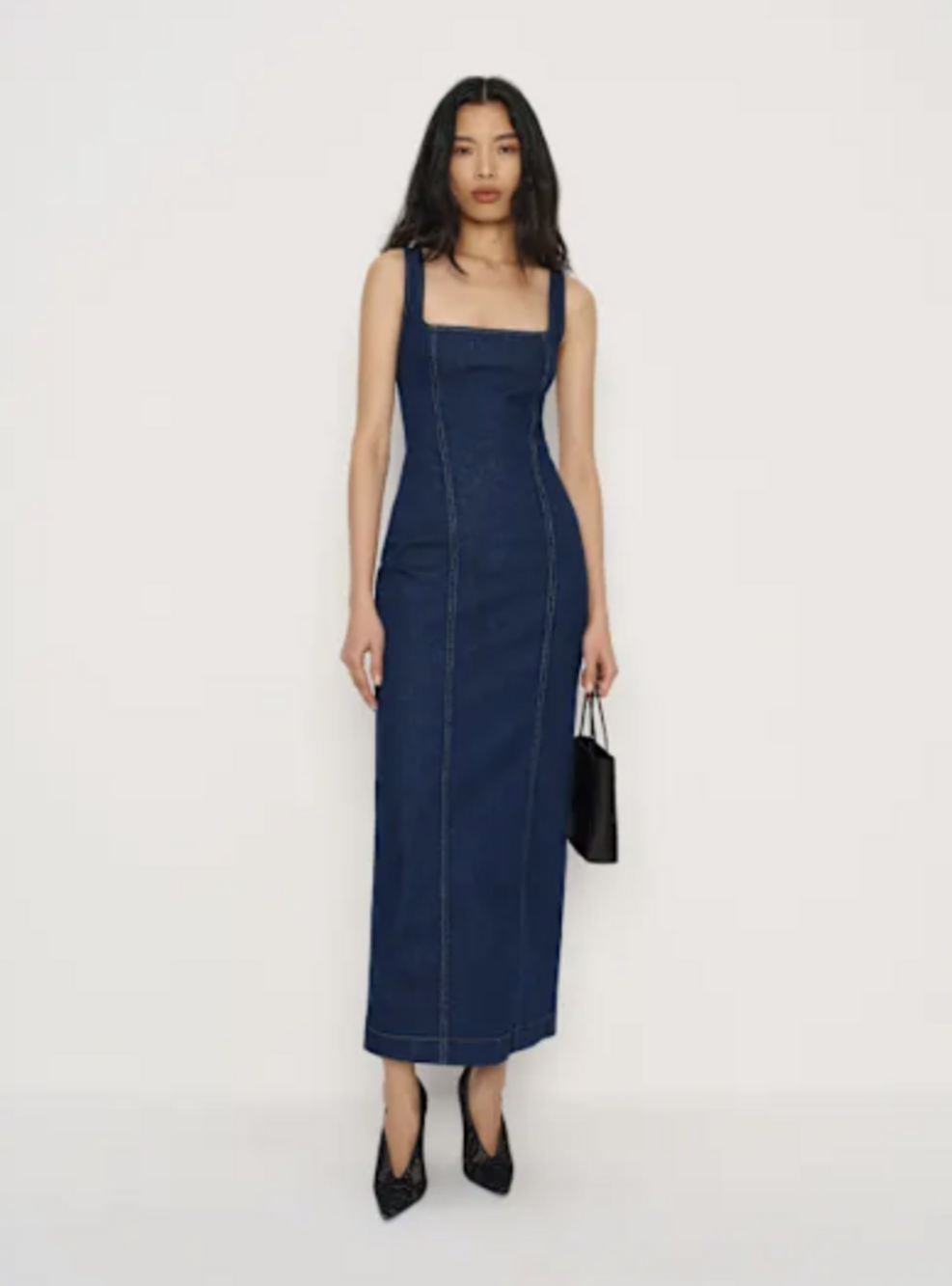 Reformation Gladys Super Stretch Denim Midi Dress Blue - Size 2